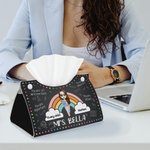 Personalized Every Child Matters Dots Rainbow Foldable Tissue Box Cover with Name and Snap Button Appreciation Back to School Gift for Teacher