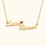 Personalized Dainty Two Names Necklace with Birthstone and Heart Birthday Valentine's Day Mother's Day Gift for Women