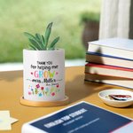 Personalized Thank You For Helping Me Grow Floral Name Ceramic Flower Pot with Bamboo Tray Teacher's Day Back to School Gift for Teacher