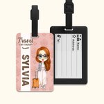 Etichetta per bagagli personalizzato con nome e pesonaggio cartone animato accessori da viaggio regalo di compleanno per gli amanti dei viaggi