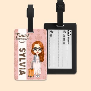 Etiquette de Bagage Personnalisée avec Nom et Dessin Animé de Femme Homme Accessoire de Voyage Cadeau d'Anniversaire pour Amoureux du Voyage