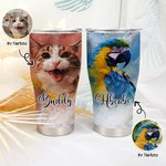 Personalisierte 900ml Aquarell Katze Hund Haustierporträt Flasche mit Namen Deckel Strohhalm Geburtstag Geschenk für Tierliebhaber
