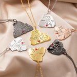 Collier Personnalisé avec Noms Gravés Pendentif Famille d'Ours Cadeau Fête des Pères pour Papa Grand-Père