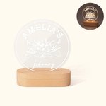 Veilleuse LED Personnalisée au Nom de la Bibliothèque avec Socle en Bois Décoration du Club de Lecture Cadeau d'Anniversaire pour Amoureux des Livres