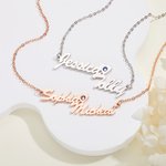Personalized Dainty Two Names Necklace with Birthstone and Heart Birthday Valentine's Day Mother's Day Gift for Women