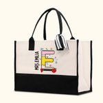 Personalizada de gran capacidad de lápices de Apple cuaderno de iniciales Bolsa de asas con el nombre del maestro Apreciación de vuelta a la escuela R