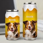 Personalisierte Ich mag Bier und mein Hund Katze kann isolierte Becher mit Haustier Foto und Namen Geburtstag Jahrestag Geschenk für Tierliebhaber