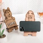 Personalisierte Holz Handyhalterung mit Namen Hund Katze Porträt Handyhalter Schreibtisch Deko Geburtstag Geschenk für Tierliebhaber Haustierhalter