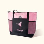 Personalisierte Glitter Tanz Ballerina Multi-Tragetasche mit Reißverschluss Tote Bag mit Namen Geburtstag Geschenk für sie