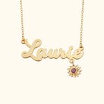 Personalized You Are My Sunshine Sunflower Name Necklace with Birthstone Birthday Anniversary Gift for Her