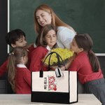 Personalizada de gran capacidad de lápices de Apple cuaderno de iniciales Bolsa de asas con el nombre del maestro Apreciación de vuelta a la escuela R