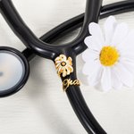 Personalised Withered Daisy Stethoscope ID Tag with Name Funny Nurses Week Graduation Gift for Doctor Nurse Medical Staff
