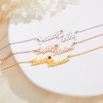 Personalized Dainty Two Names Necklace with Birthstone and Heart Birthday Valentine's Day Mother's Day Gift for Women