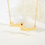 Personalized Dainty Two Names Necklace with Birthstone and Heart Birthday Valentine's Day Mother's Day Gift for Women