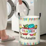 Personalisierte bunte Brief Bleistift Apfel Thema wasserdicht Wäsche Aufbewahrungskorb mit Namen zurück zu Schule Anerkennung Geschenk für Lehrer