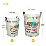 Personalisierte bunte Brief Bleistift Apfel Thema wasserdicht Wäsche Aufbewahrungskorb mit Namen zurück zu Schule Anerkennung Geschenk für Lehrer