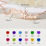 Personalized Dainty Two Names Necklace with Birthstone and Heart Birthday Valentine's Day Mother's Day Gift for Women