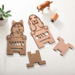 Personalisierte Holz Handyhalterung mit Namen Hund Katze Porträt Handyhalter Schreibtisch Deko Geburtstag Geschenk für Tierliebhaber Haustierhalter