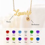Personalized You Are My Sunshine Sunflower Name Necklace with Birthstone Birthday Anniversary Gift for Her