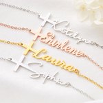 Personalisierte Kreuz-Halskette mit Namen Gravur und Geburtsstein Geburtstag Taufgeschenk für Kinder Damen