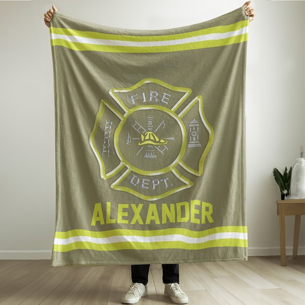Escudo de bomberos personalizado con diseño de cruz de Malta Manta suave de bomberos con texto Regalo de cumpleaños para bomberos