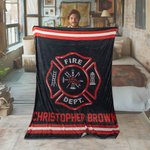 Personalisierte Feuerwehrhelm Schild Malteserkreuz Design Feuerwehrmann weiche Decke mit Text Geburtstag Anerkennung Geschenk für Feuerwehrleute werfe