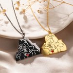 Collier Personnalisé avec Noms Gravés Pendentif Famille d'Ours Cadeau Fête des Pères pour Papa Grand-Père