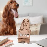 Personalisierte Holz Handyhalterung mit Namen Hund Katze Porträt Handyhalter Schreibtisch Deko Geburtstag Geschenk für Tierliebhaber Haustierhalter