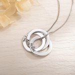 Personalizado Collar de Plata de Ley con 2-5 Anillos Rusos Entrelazados y Nombre Grabado Día de la Madre Cumpleaños Regalo para Familias