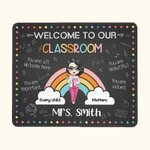Personalized Welcome To Our Classroom Name Mouse Pad with Cartoon Teacher Character Appreciation Back to School Gift for Teacher