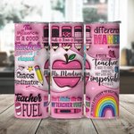 Personalisierte 3D Pink Apple Pencil Teach Love Inspire Food-Grade 20oz Skinny Tumbler mit Namen Lehrer Wertschätzung zurück zu Schule Geschenk für Le