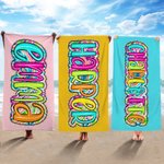 Personalized Oversized Quick Dry Bright Paisley Floral Beach Towel with Name Birthday Summer Vacation Party Gift for Her