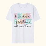 Personalized Kindergarten Primary School Grade Colourful Letters T-shirt with Name Teacher's Day Back to School Gift for Teacher