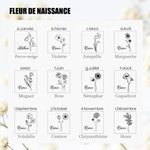 Porte-Passeport et Étiquette de Bagage en Cuir Personnalisée avec Nom Fleur de Naissance Cadeau Anniversaire pour Amoureux du Voyage Amis
