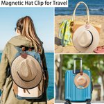 Personalized Birth Flower Strong Magnetic Portable Leather Hat Clip with Name Set of 2 Travel Accessories Birthday Gift for Women