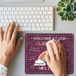 Personalized Welcome To Our Classroom Name Mouse Pad with Cartoon Teacher Character Appreciation Back to School Gift for Teacher