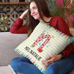 Almohada Personalizada Lápiz Manzana Libreta Maestro con Inicial y Nombre Apreciación Maestro Regalo de Regreso a la Escuela para Maestro