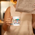 Mug en Céramique 330ml Personnalisé avec Nom Motif Crayon Pomme Carnet de Notes Cadeau de Rentrée pour Professeur