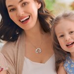 Personalizado Collar de Plata de Ley con 2-5 Anillos Rusos Entrelazados y Nombre Grabado Día de la Madre Cumpleaños Regalo para Familias