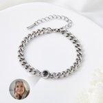 Personalized Photo Projection Box Chain Necklace Curb Link Bracelet Birthday Valentine's Day Gift for Men