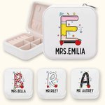 Personalized Graffiti Pencil Apple Portable Jewellery Box with Name Initial Teacher's Day Appreciation Gift for Teacher