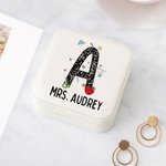 Personalized Graffiti Pencil Apple Portable Jewellery Box with Name Initial Teacher's Day Appreciation Gift for Teacher