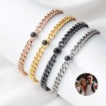 Personalized Photo Projection Box Chain Necklace Curb Link Bracelet Birthday Valentine's Day Gift for Men