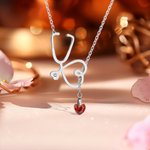 Personalisierte Stethoskop Halskette mit Herz Birthstone Medical Student Graduierung Anerkennung Geschenk für Arzt Krankenschwester