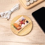 Chargeur Sans Fil en Bois Personnalisé avec Photo et Texte Gravés ou Imprimés Cadeau Anniversaire pour Famille Ami