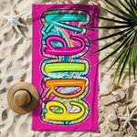 Personalized Oversized Quick Dry Bright Paisley Floral Beach Towel with Name Birthday Summer Vacation Party Gift for Her