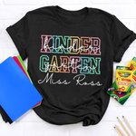 Personalized Kindergarten Primary School Grade Colourful Letters T-shirt with Name Teacher's Day Back to School Gift for Teacher