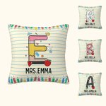 Almohada Personalizada Lápiz Manzana Libreta Maestro con Inicial y Nombre Apreciación Maestro Regalo de Regreso a la Escuela para Maestro