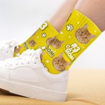 Personalisierte lustige Haustier Portrait Foto Socken mit Nummer Text Memorial Geburtstag Geschenk für Hund Katze Haustier Liebhaber