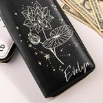Henkilökohtainen Zodiac syntymä kukka nahka käsi lompakko nimi syntymäpäivä vuosipäivä lahja naisille